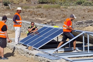Our team crew on a sustainability project installation
