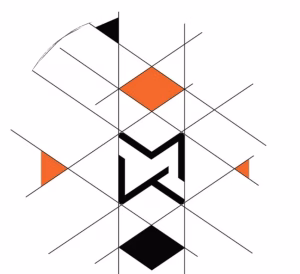 a graphic with out logo in geometrical pattern