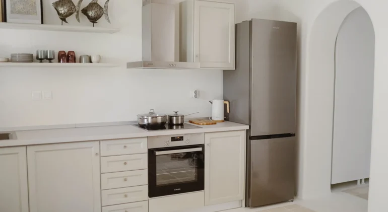 Modern kitchen with stainless steel appliances