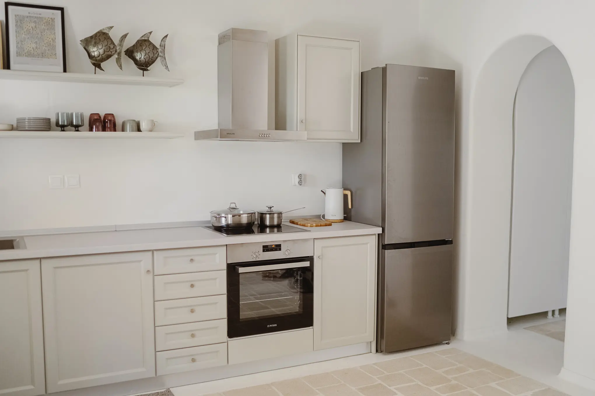 Modern kitchen with stainless steel appliances